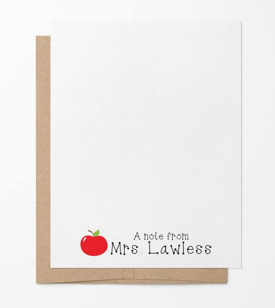 Apple Teacher Notes - Custom Flat Notecards