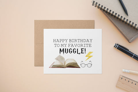 Harry Potter Birthday, Muggle, Magical, A2 Size Greeting Card
