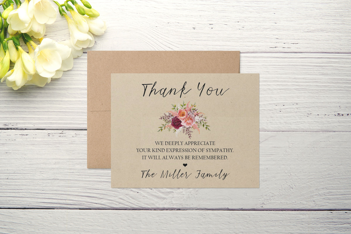 Personalized Funeral Acknowledgement Cards - Roses – High Valley Paper Co