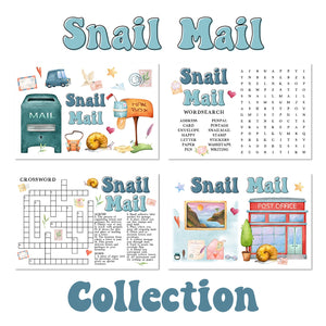 Snail Mail Collection - Wordsearch & Crossword - Penpals - 4x6 Postcards