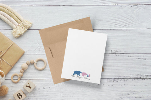 Bear Family Notes - Shower Thank You Cards - Personalized