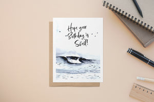 Hope your birthday is swell, Beach waves, A2 Size Greeting Card