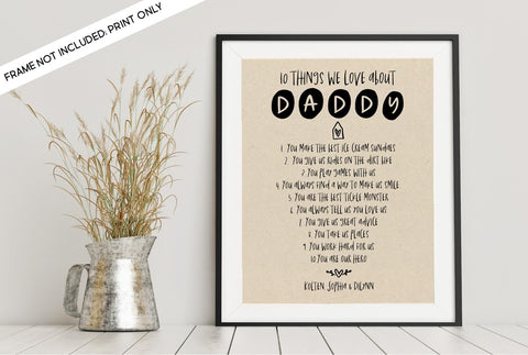 10 things we love about you - Personalized - 8x10 UNFRAMED Wall Art Print
