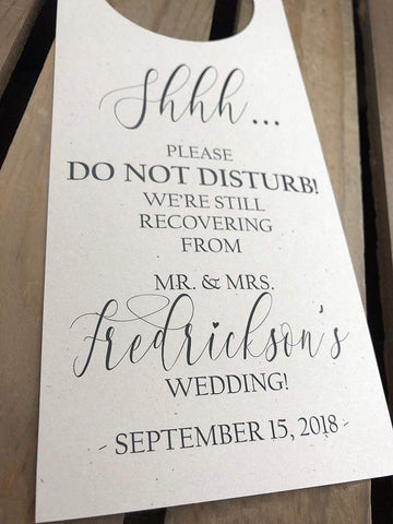 Personalized Do Not Disturb Wedding Door Hanger - Set of 12