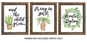 And the child grew strong in spirit - Custom Wall Art - 8x10 UNFRAMED Prints - SET OF 3