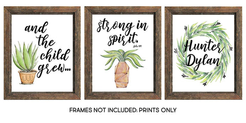 And the child grew strong in spirit - Custom Wall Art - 8x10 UNFRAMED Prints - SET OF 3