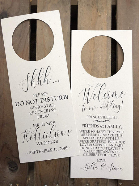 Personalized Do Not Disturb Wedding Door Hanger - Set of 12