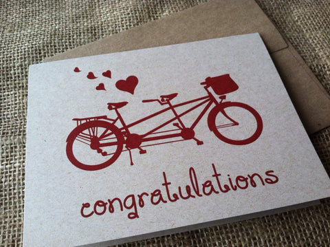 Congratulations Wedding Greeting Card - Tandem Bike Note Card
