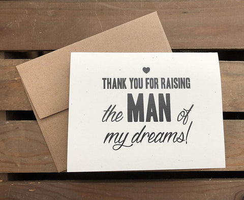 Thank You for Raising the MAN of my Dreams - WEDDING Day Notecard
