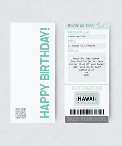 Personalized Boarding Pass Scratch Off Card - Surprise Trip Reveal - Special Occasion - Destination announcement - No. 10 Size