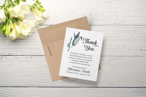 Personalized Funeral Acknowledgement Cards - Eucalyptus Leaves