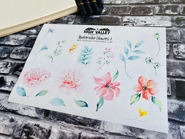 Watercolor Flowers 1 Stickers