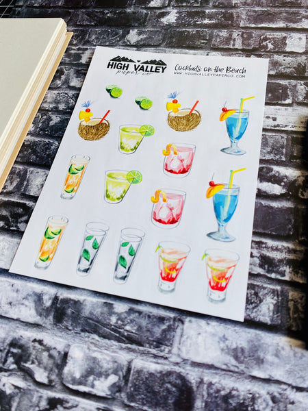 Cocktails on the Beach Stickers