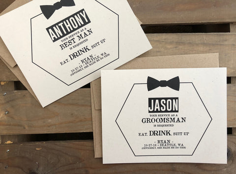 Eat, Drink, Suit Up - Personalized - Wedding Party Proposal