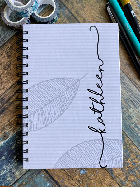 Leaf Stripes Name Sideways - Custom Journal or Scrapbook