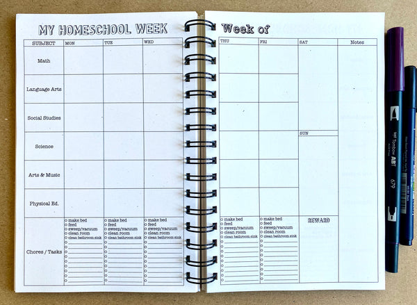Unicorn - Personalized Homeschool Undated Weekly Planner for Kids