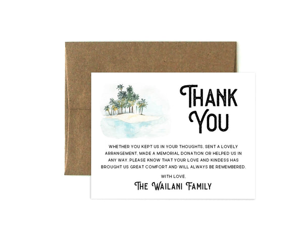 Personalized Funeral Acknowledgement Cards - Island