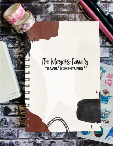Modern Abstract Cover - Destination Memories - Scrapbook - Hardcover Spiral Bound Journal - Travel Log Book
