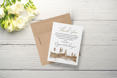 Personalized Funeral Acknowledgement Cards - Trees Ridge