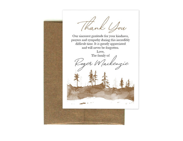 Personalized Funeral Acknowledgement Cards - Trees Ridge