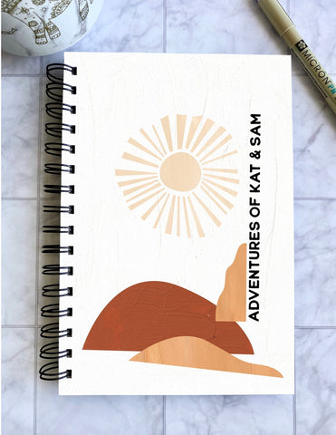Desert Sun Gouache Abstract Adventure Cover - Destination Memories - Scrapbook - Hardcover Spiral Bound Journal - Travel Log Book