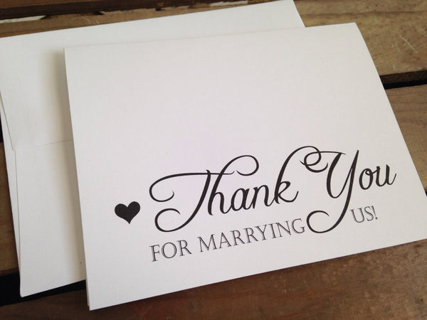 On My Wedding Day Cards - Heart & Script - Wedding Thank You Card for Family & Wedding Party