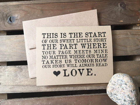 LOVE STORY - To your Husband or Wife - WEDDING Day Note Card