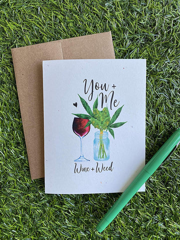 You and Me Wine and Weed - Fun Couple Card